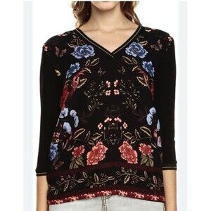 Desigual Large Granada black beaded floral t-shirt